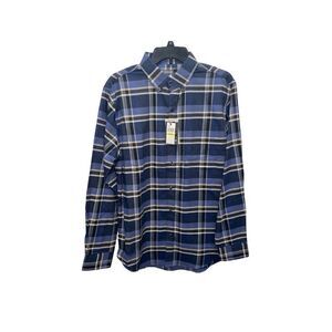 Van Heusen Navy Blue Flannel Regular Fit Long Sleeve Button Down Shirt M15-15.5